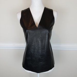 vince. Lamb Leather & Silk Sleeveless Top